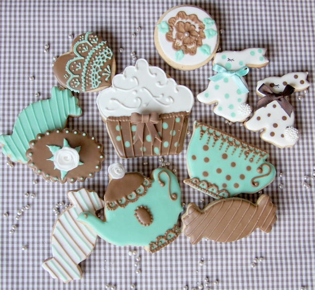 Galletas decoradas: juego de té