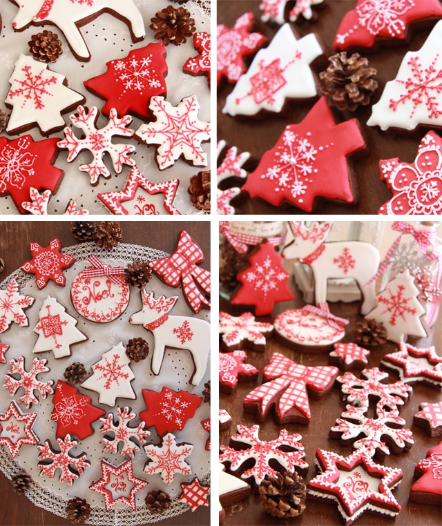 Galletas de navidad en blanco y rojo