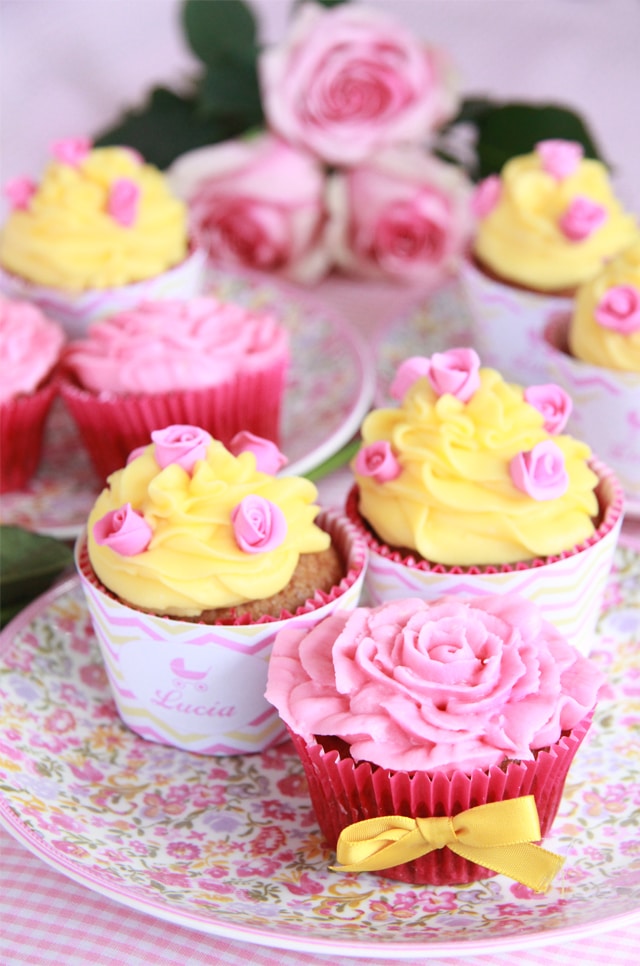 Cupcakes rosa y amarillo (2ª parte)