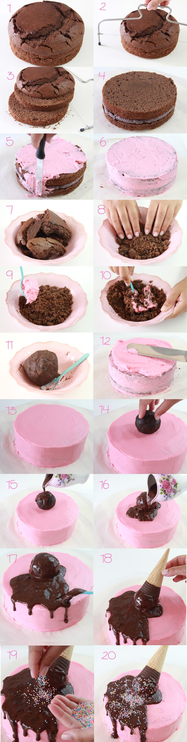 Tutorial tarta de cucurucho rosa