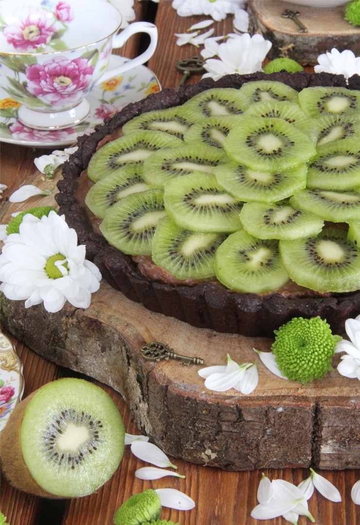 Tartaleta de chocolate y kiwi